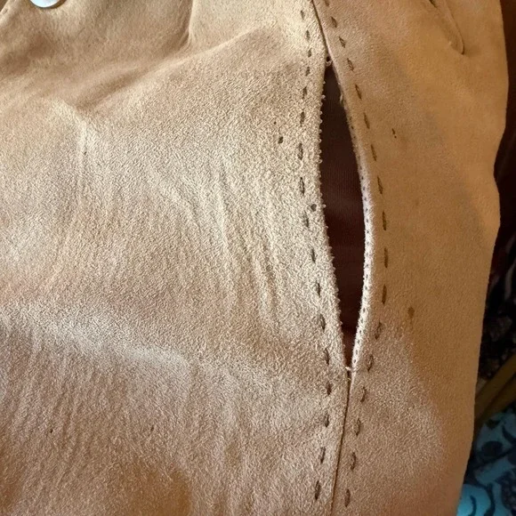 Vintage Saks Fifth Avenue Suede Blonde Mink Collared Mod 1960s Coat Medium - Picture 9 of 12